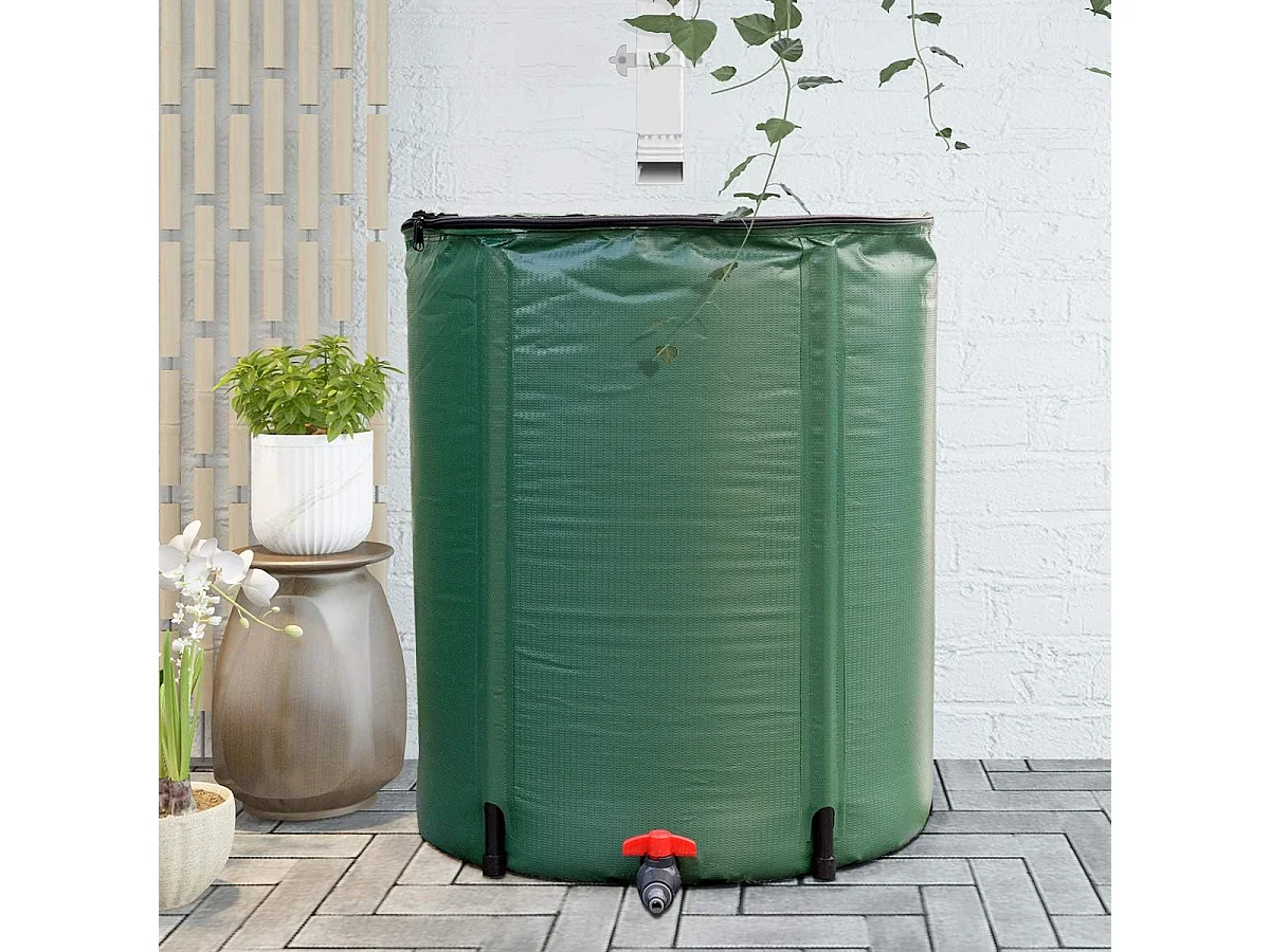200 liter regenton met overloopventiel, opvouwbare regenwaterton, regenwatertank PVC, regenton waterreservoir, 60 x 60 x 70 cm