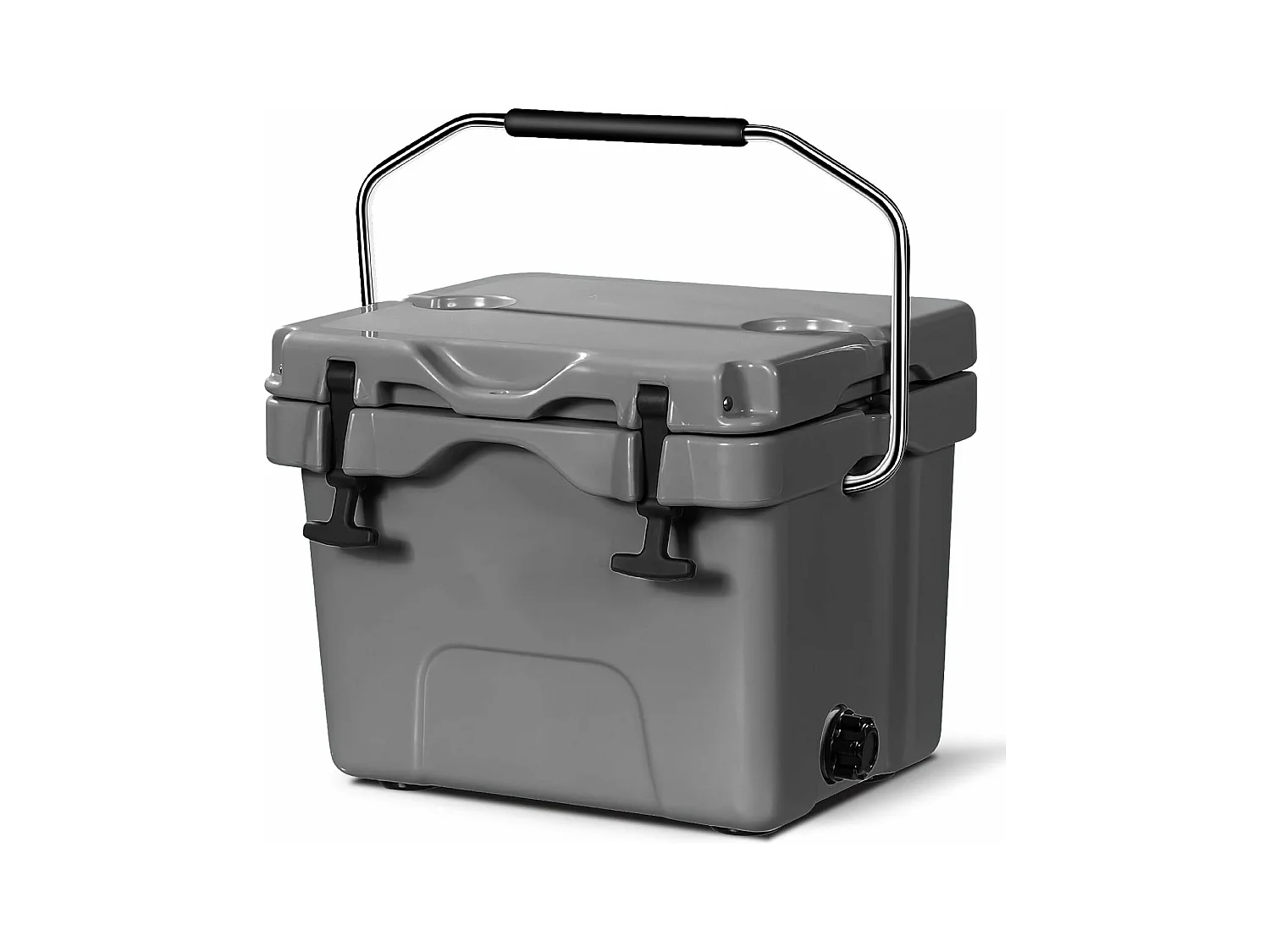 Koelbox, 15 liter, draagbaar,afvoerstop en bekerhouder, thermobox, warmtecontainer voor eten en dranken, 45 x 34 x 33 cm (grijs)AB92258