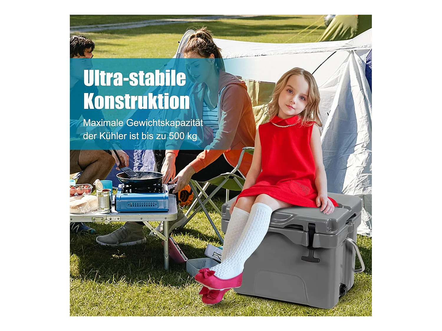 Koelbox, 15 liter, draagbaar,afvoerstop en bekerhouder, thermobox, warmtecontainer voor eten en dranken, 45 x 34 x 33 cm (grijs)AB92258