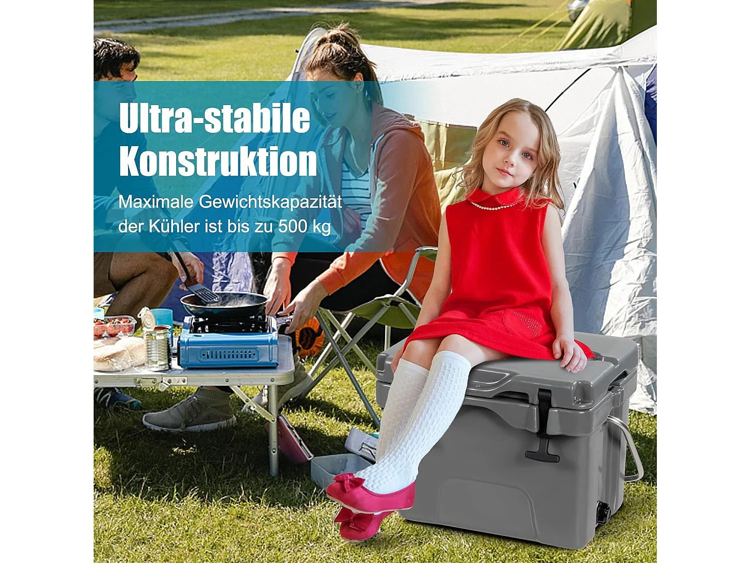 Koelbox, 15 liter, draagbaar,afvoerstop en bekerhouder, thermobox, warmtecontainer voor eten en dranken, 45 x 34 x 33 cm (grijs)AB92258