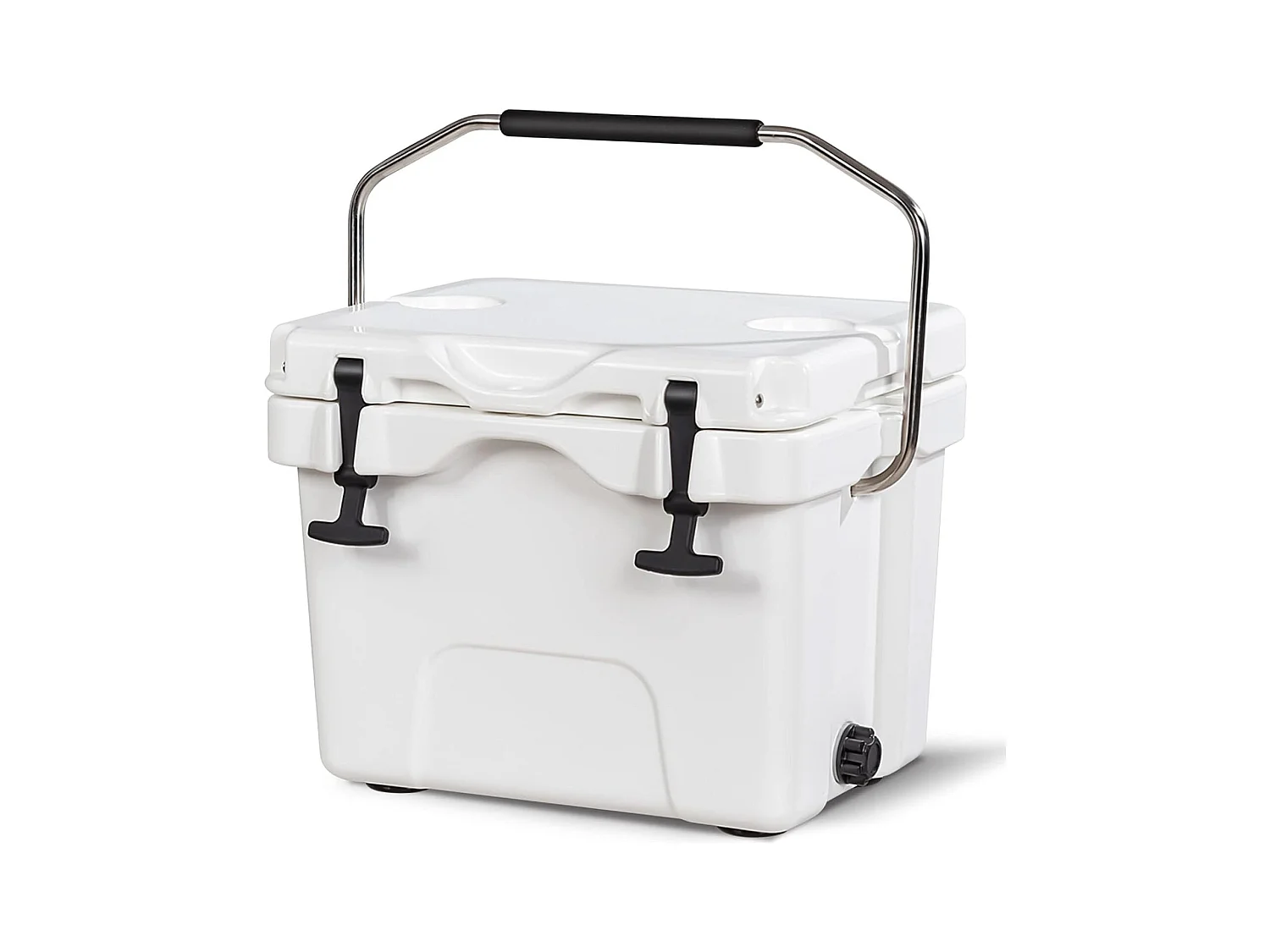 Koelbox, 15 liter, draagbaar,afvoerstop en bekerhouder, thermobox, warmtecontainer voor eten en dranken, 45 x 34 x 33 cm (wit)AB92258