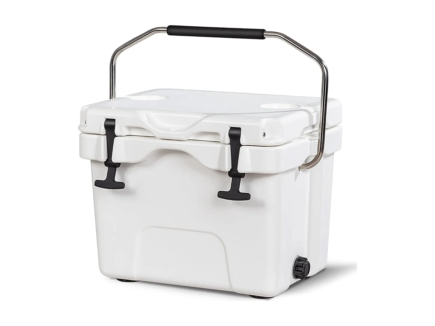 Koelbox, 15 liter, draagbaar,afvoerstop en bekerhouder, thermobox, warmtecontainer voor eten en dranken, 45 x 34 x 33 cm (wit)AB92258