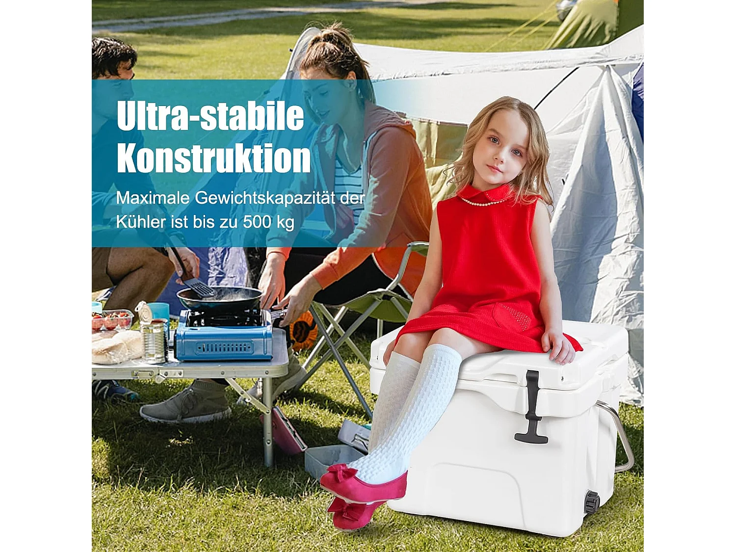 Koelbox, 15 liter, draagbaar,afvoerstop en bekerhouder, thermobox, warmtecontainer voor eten en dranken, 45 x 34 x 33 cm (wit)AB92258