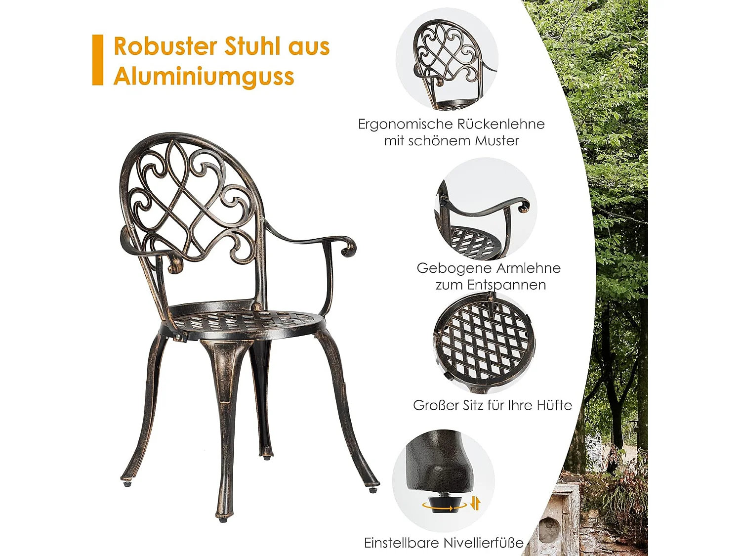 Bistroset met 2 stoelen & bijzettafel, ronde tafel met afneembare ijsemmer & 2 stoelen, tuinmeubelset voor veranda, terras & tuin