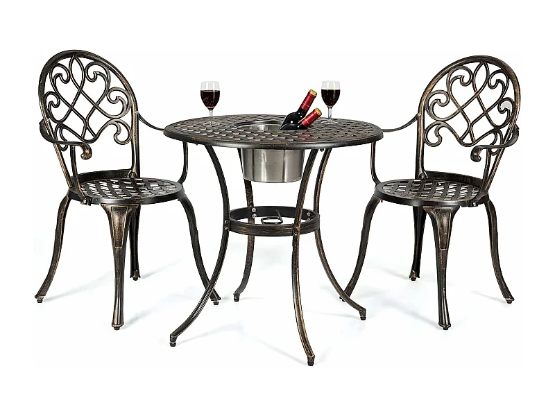 Bistroset met 2 stoelen & bijzettafel, ronde tafel met afneembare ijsemmer & 2 stoelen, tuinmeubelset voor veranda, terras & tuin