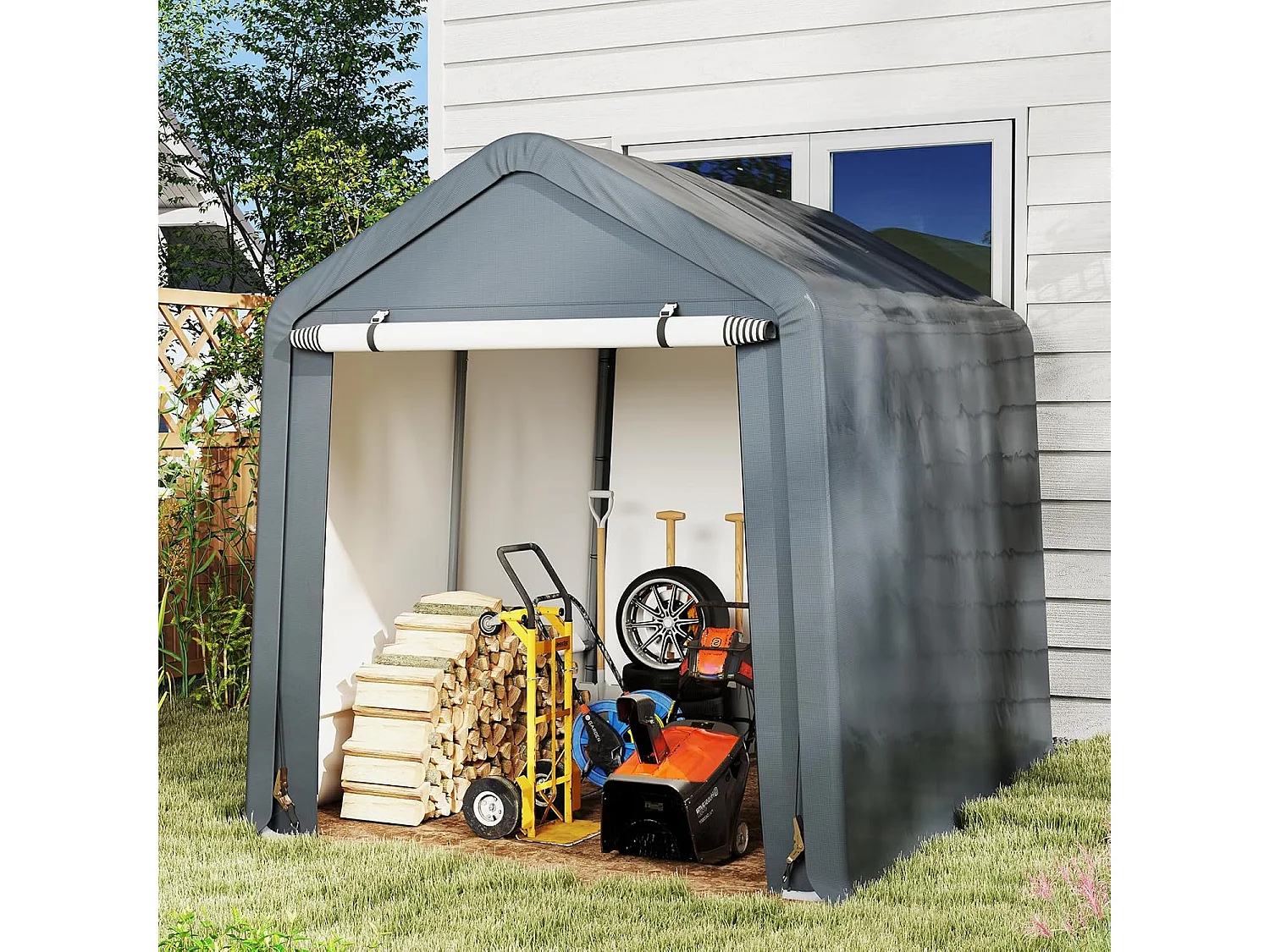 Gereedschapsschuur 195 x 240 x 214 cm, fietsgarage,  tentgarage, garagetent, tuinschuur, opslagtent, multifunctionele overkappingZB33178