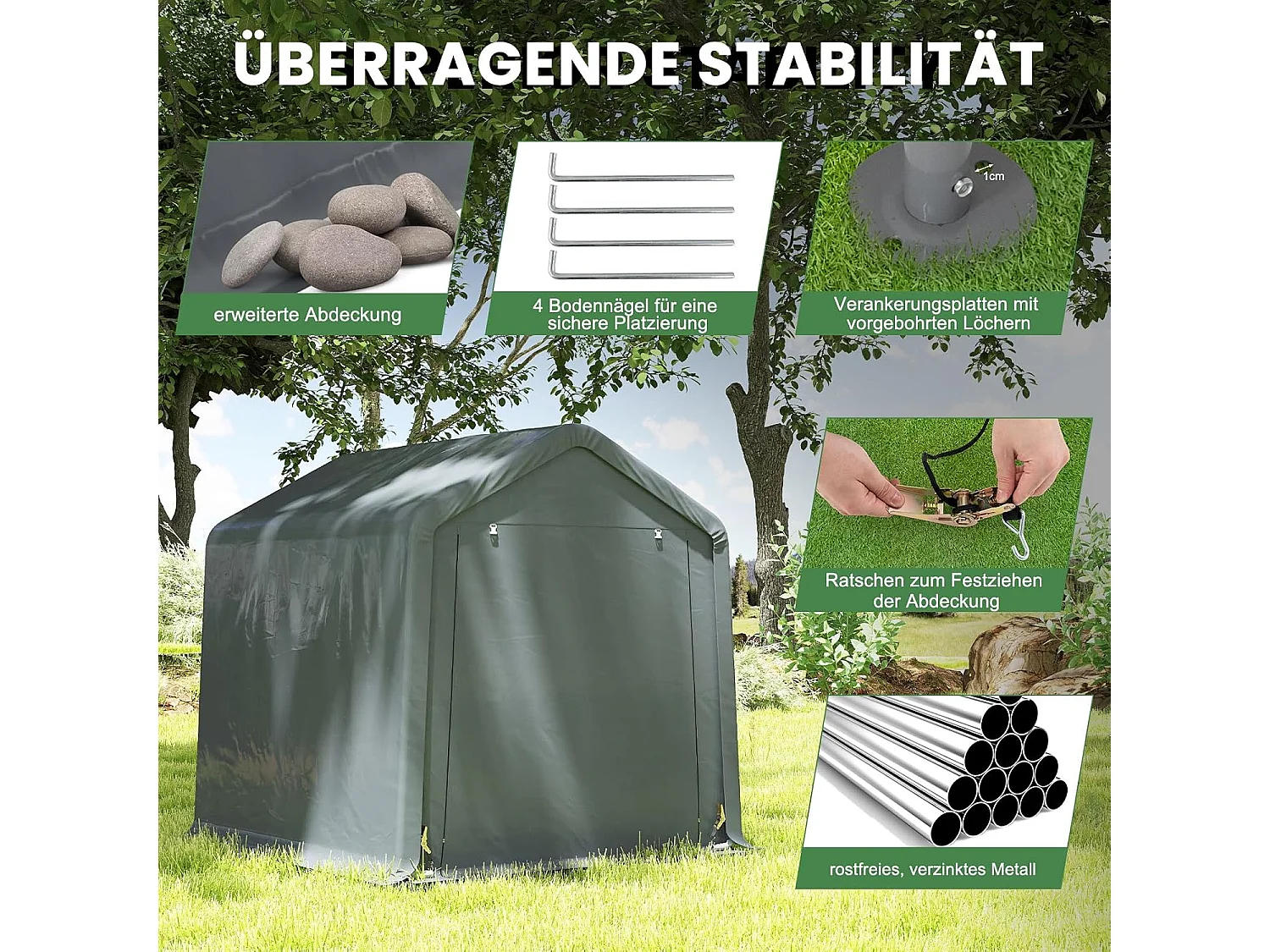 Gereedschapsschuur 195 x 240 x 214 cm, fietsgarage,  tentgarage, garagetent, tuinschuur, opslagtent, multifunctionele overkappingZB33178