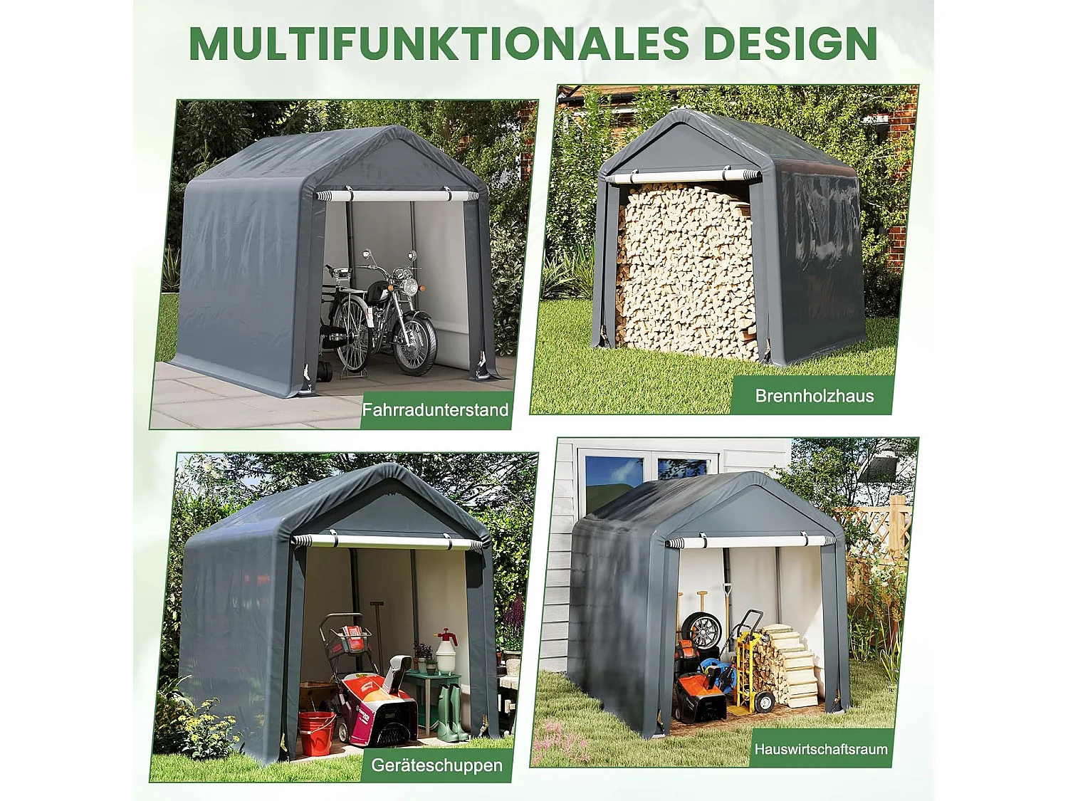 Gereedschapsschuur 195 x 240 x 214 cm, fietsgarage,  tentgarage, garagetent, tuinschuur, opslagtent, multifunctionele overkappingZB33178