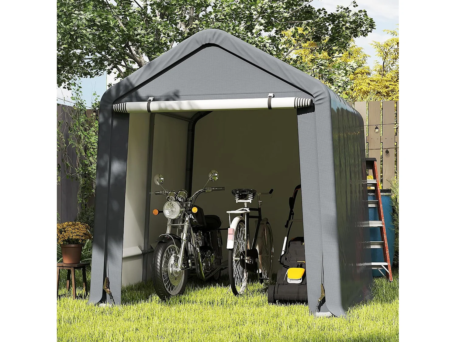 Gereedschapsschuur 195 x 240 x 214 cm, fietsgarage,  tentgarage, garagetent, tuinschuur, opslagtent, multifunctionele overkappingZB33178