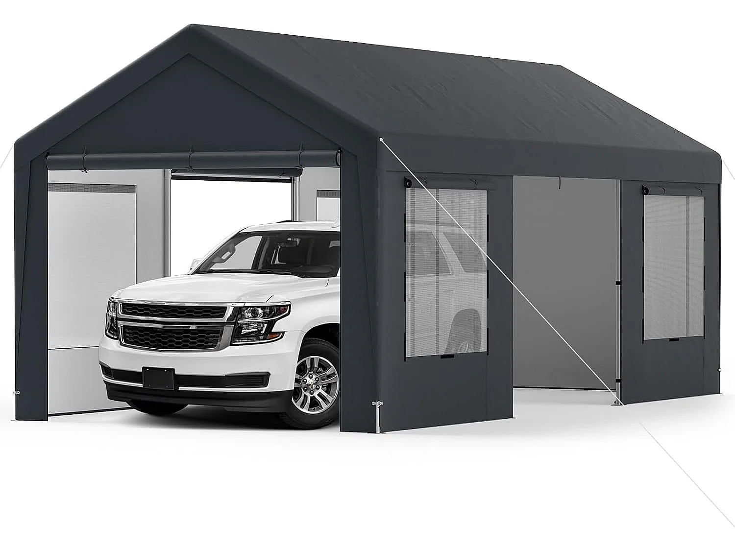 Carport Tentgarage, 595 x 300 cm, garagetent met 8 afneembare zijwanden, weidetent, opslagtent,garageoverkapping voor auto,ZB34249