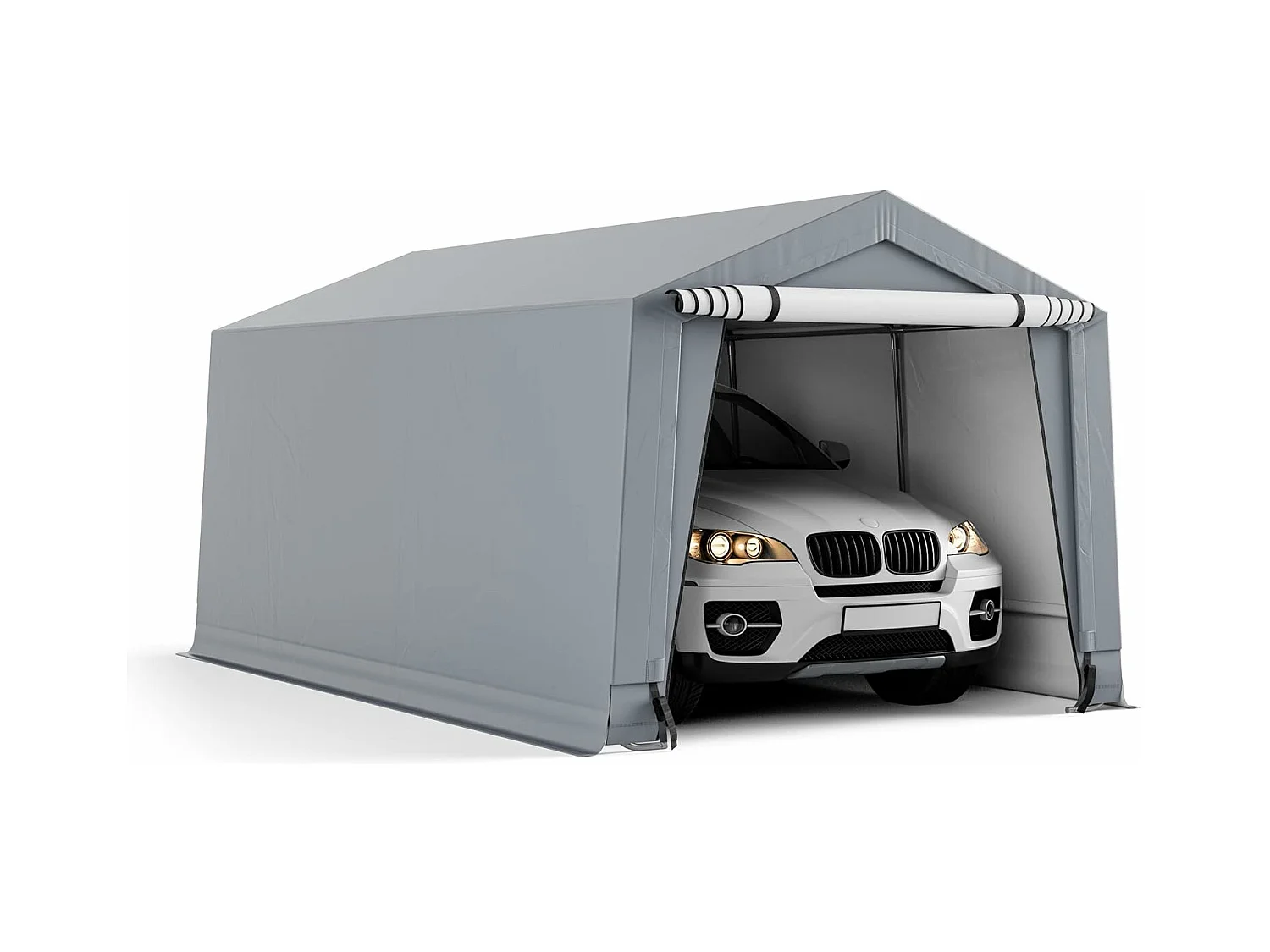 Garagetent carport, 490 x 290 x 245 cm, tentgarage met deuren, weidetent, opslagtent, garage, autoschuilplaats voor SUV, boot,vracht,ZB32807