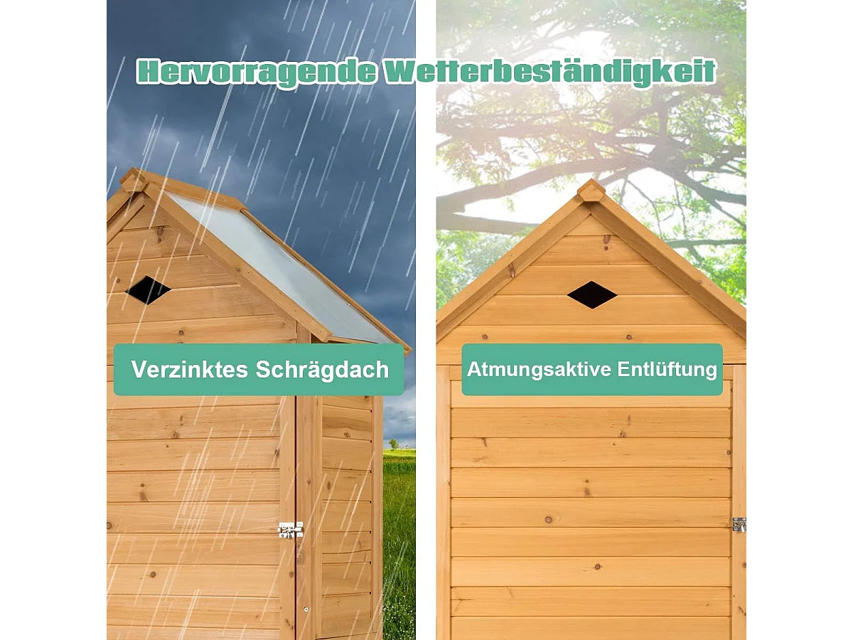 Tuinhuis voor buiten met 5 planken, afsluitbaar magazijn van dennenhout voor tuingereedschap, dak van verzinkt plaatstaal voor huis, tuin, erf