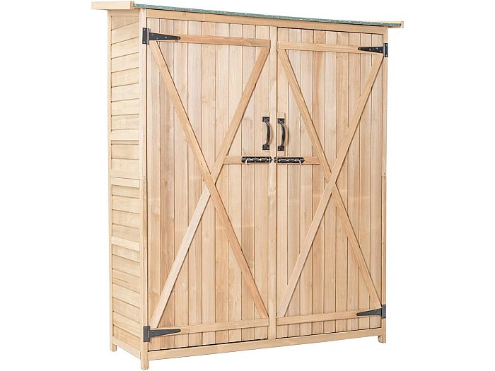 M MCombo 0878 Houten tuinkast, outdoor gereedschapsschuur, tuinhuis, klein, weerbestendig, voor buiten, balkon, terras, 55 x 90 x 169 cm