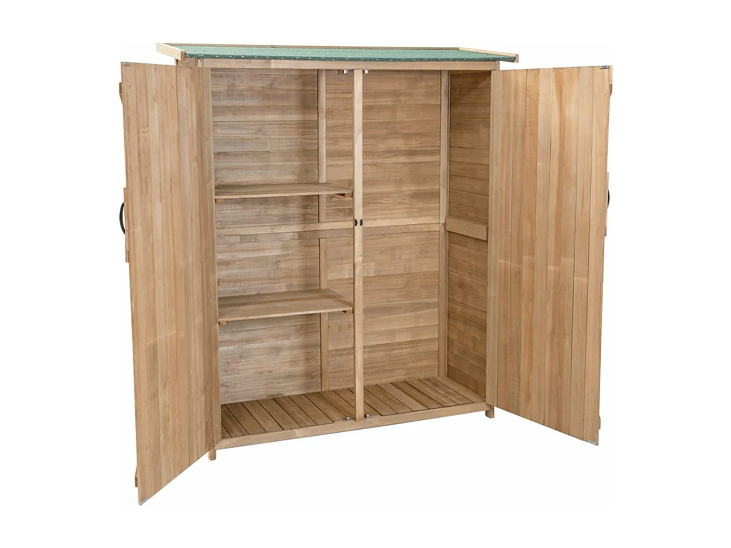 Tuinkast van hout, gereedschapsschuur, weerbestendig, gereedschapsschuur, tuinhuis, houten schuur met zadeldak, tuinkast, 140 x 50 x 162 cm