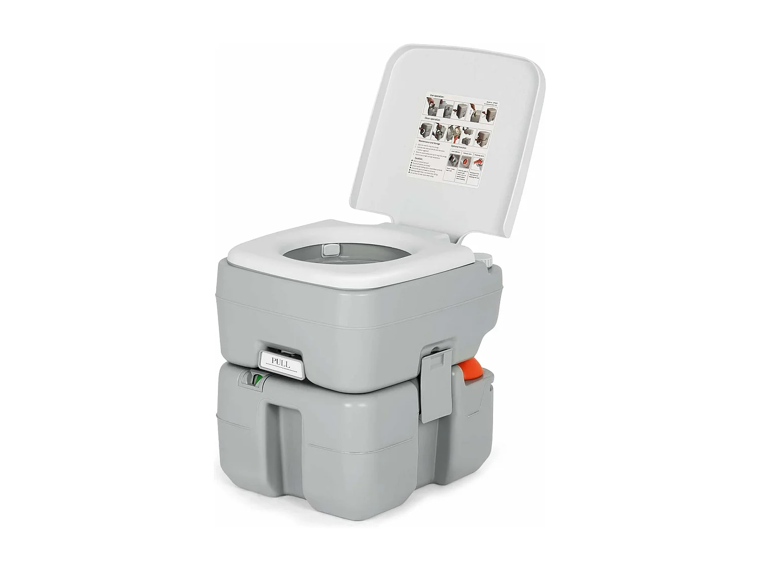 Campingtoilet van 20 + 10 liter, met afneembare afvalwatertank, campingtoilet, draagbaar, reistoilet, mobiel toilet voor reizen,camping en camper