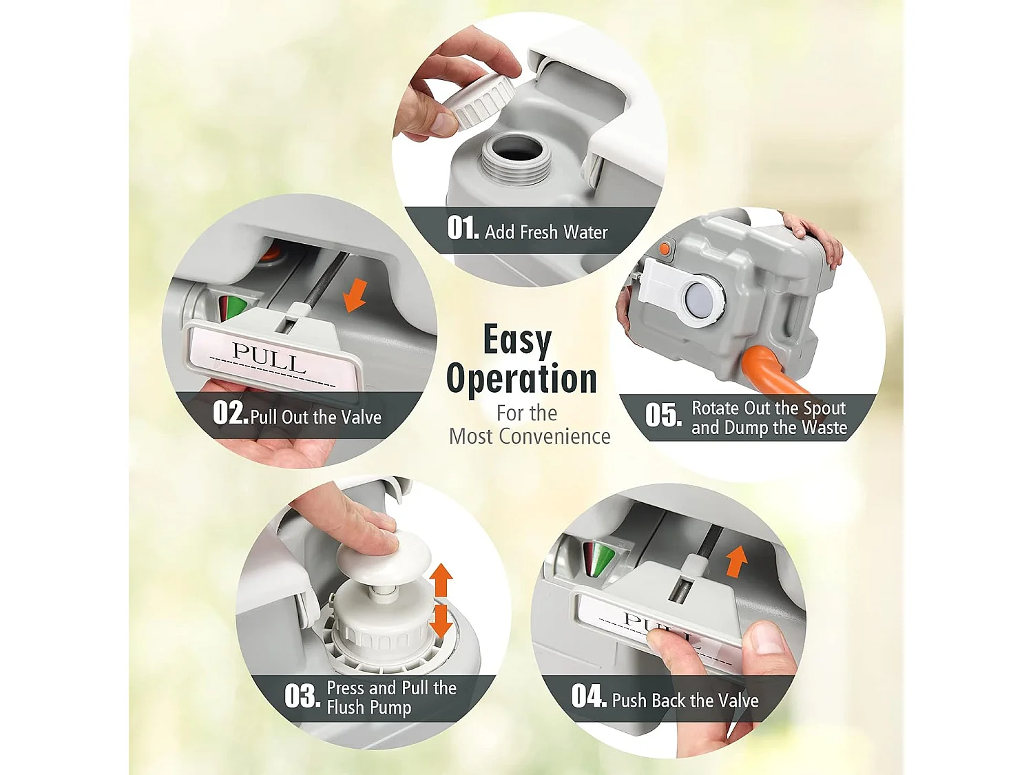 Campingtoilet van 20 + 10 liter, met afneembare afvalwatertank, campingtoilet, draagbaar, reistoilet, mobiel toilet voor reizen,camping en camper