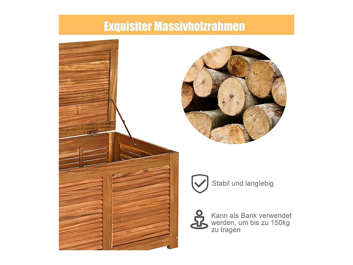Tuinbox, acaciahout, opbergbox, kussenbox, tuinkist voor tuin, balkon, 120 x 45 x 45 cm