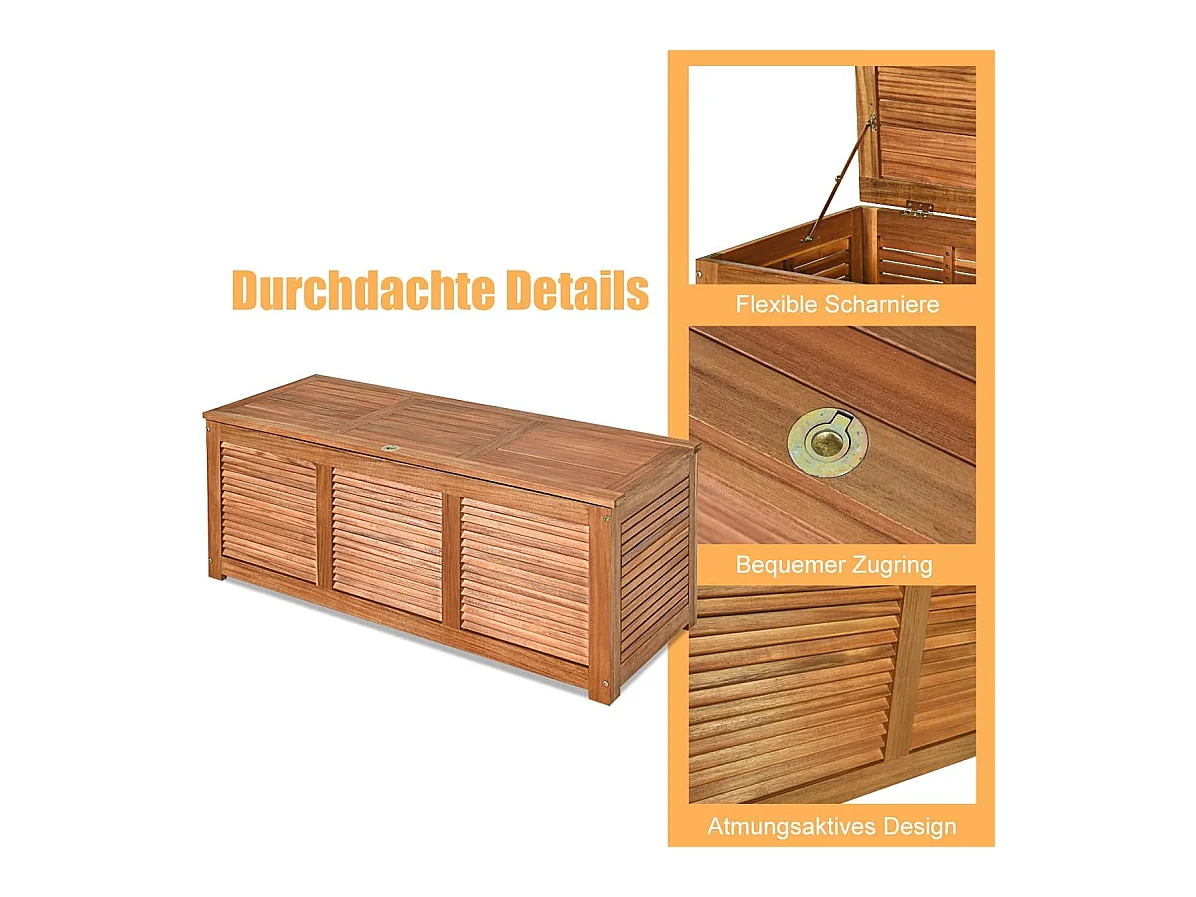 Tuinbox, acaciahout, opbergbox, kussenbox, tuinkist voor tuin, balkon, 120 x 45 x 45 cm