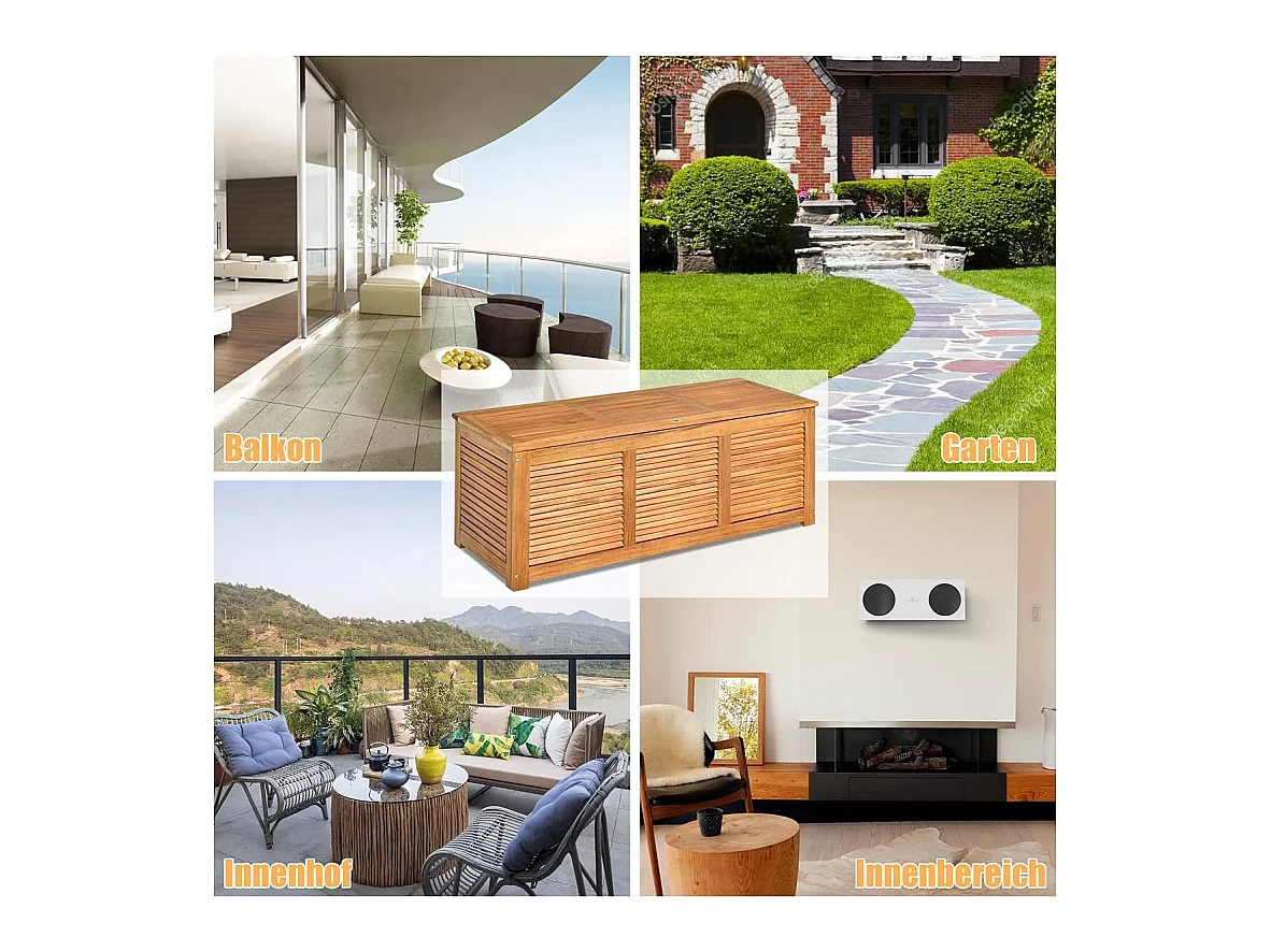 Tuinbox, acaciahout, opbergbox, kussenbox, tuinkist voor tuin, balkon, 120 x 45 x 45 cm