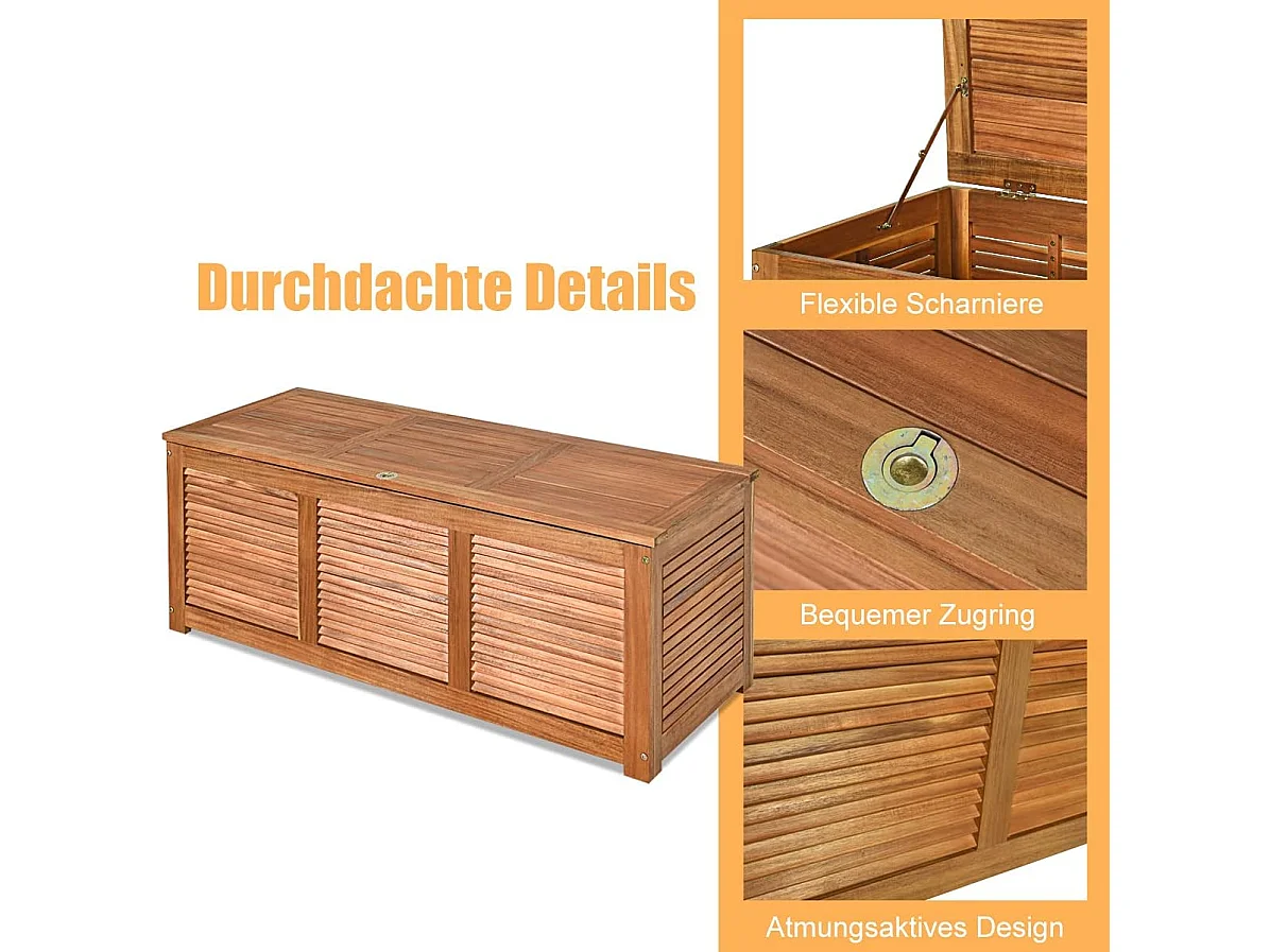 Tuinbox, acaciahout, opbergbox, kussenbox, tuinkist voor tuin, balkon, 120 x 45 x 45 cm