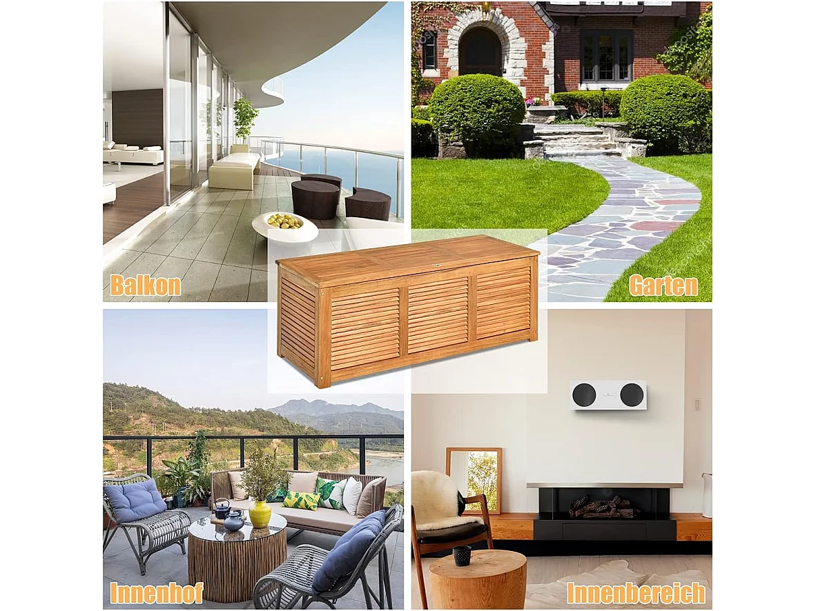 Tuinbox, acaciahout, opbergbox, kussenbox, tuinkist voor tuin, balkon, 120 x 45 x 45 cm