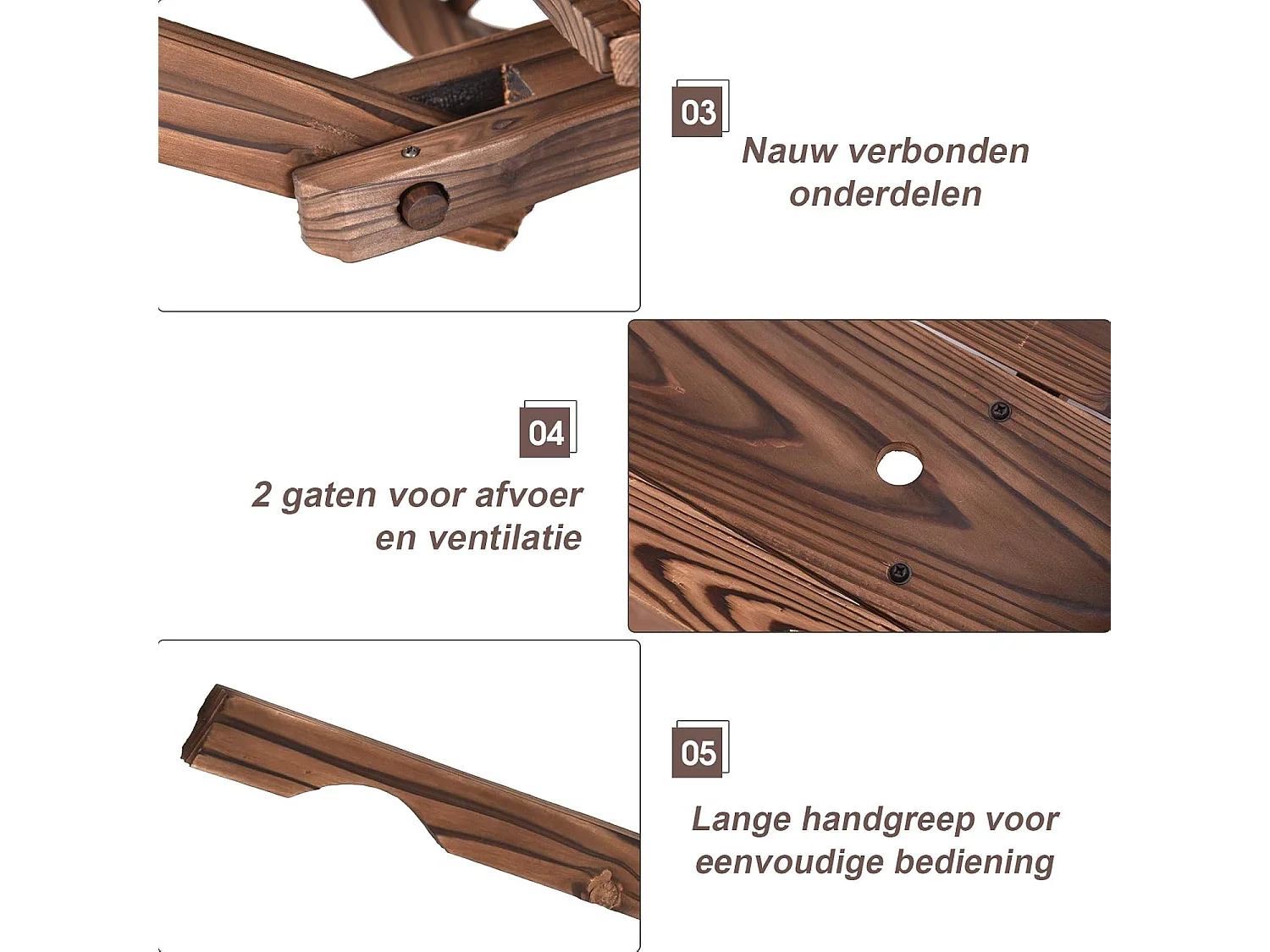 Bloemenwagen hout, plantenwagen 4 wielen, bloemkar plantenpot bolderkar tuindecoratie bruin 120 x 43 x 53,5 cm