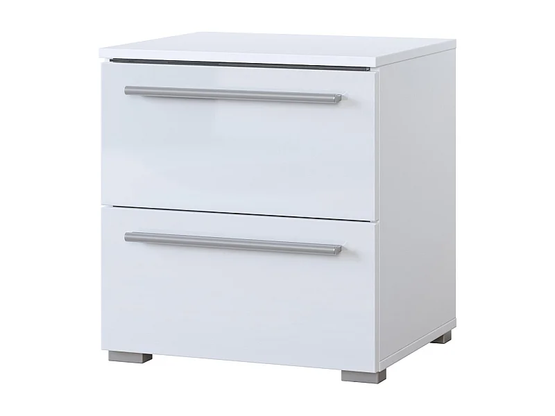 Table de chevet BOMBAY – Blanc – 2 tiroirs – Éclairage LED multicolore – Design moderne