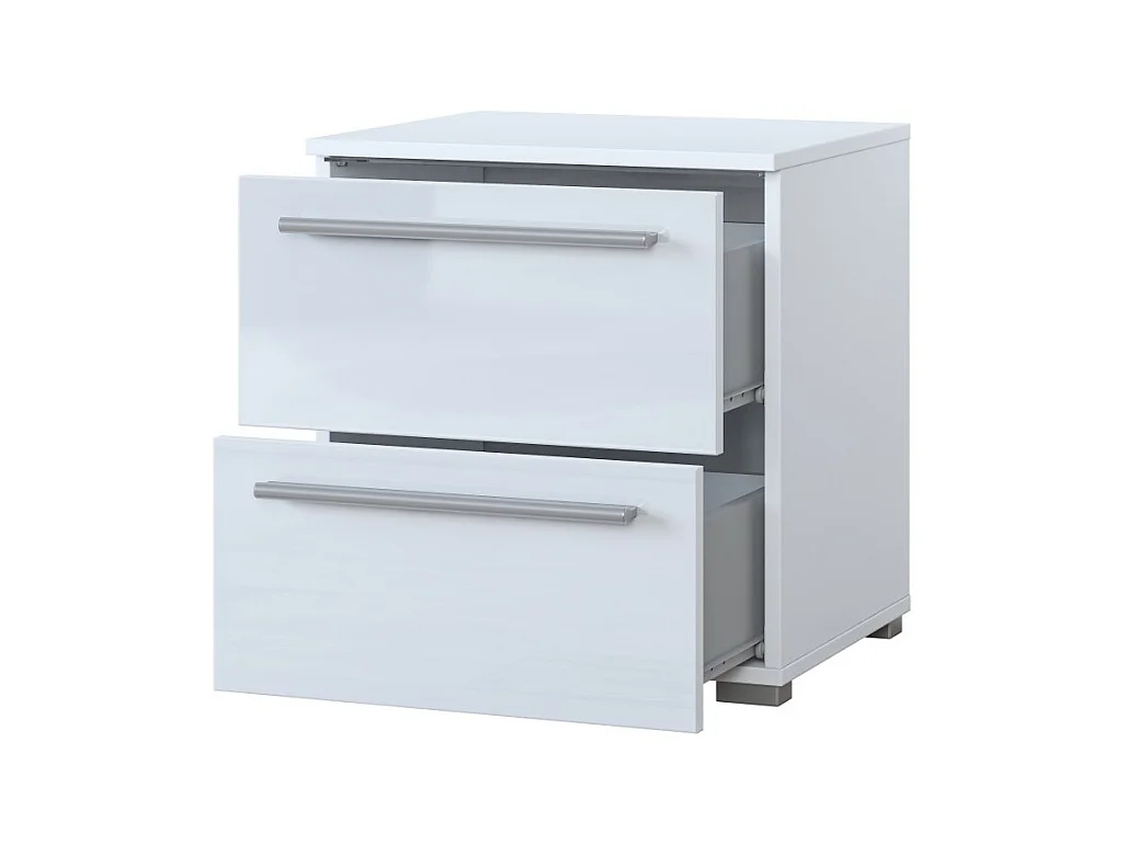 Table de chevet BOMBAY – Blanc – 2 tiroirs – Éclairage LED multicolore – Design moderne