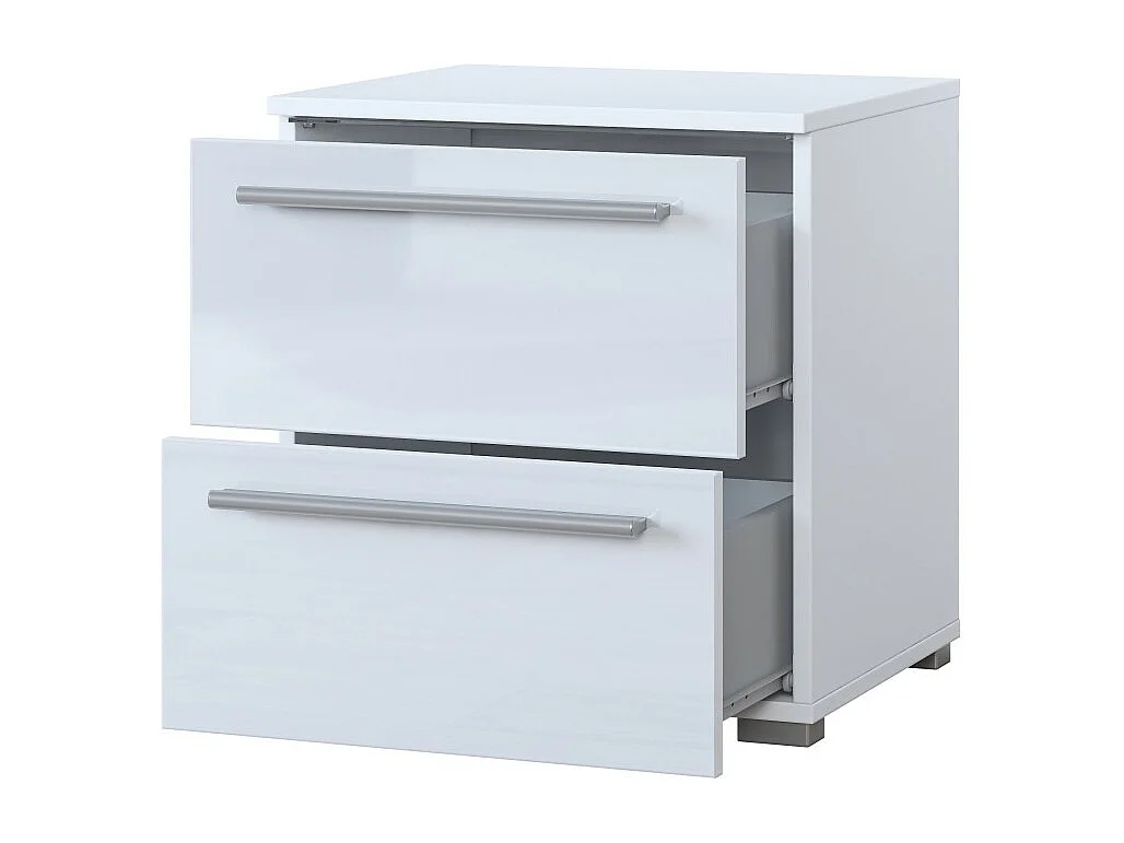 Table de chevet BOMBAY – Blanc – 2 tiroirs – Éclairage LED multicolore – Design moderne