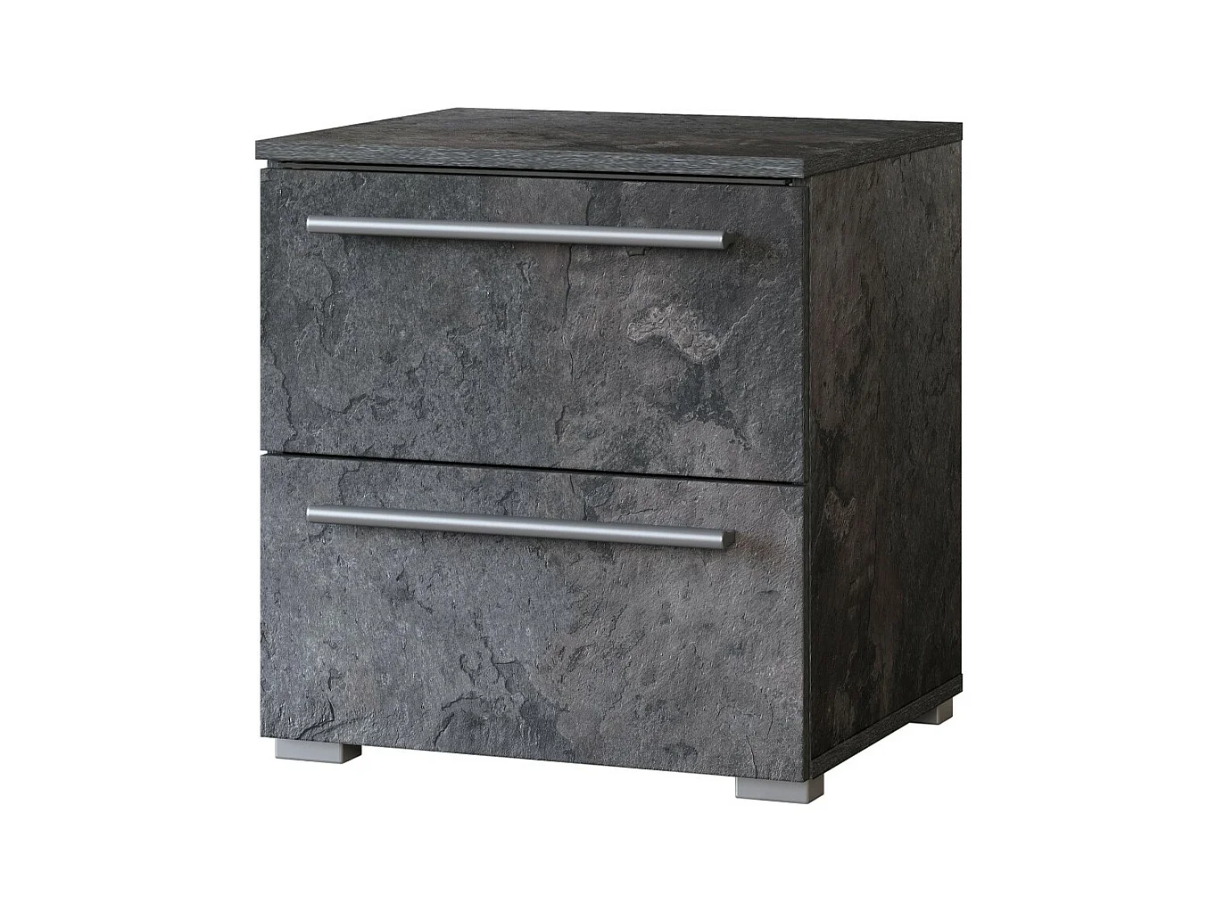 Mesa de cabeceira BOMBAY – Ardósia – 2 gavetas – Iluminação LED multicolorida – Design contemporâneo