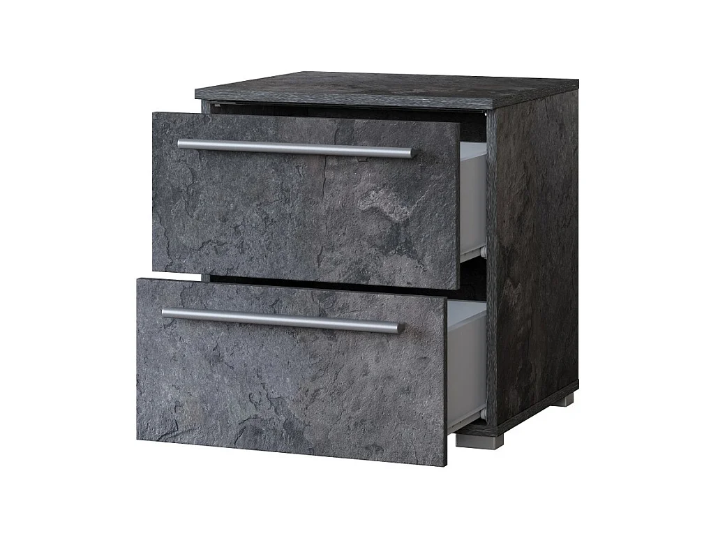 Mesa de cabeceira BOMBAY – Ardósia – 2 gavetas – Iluminação LED multicolorida – Design contemporâneo