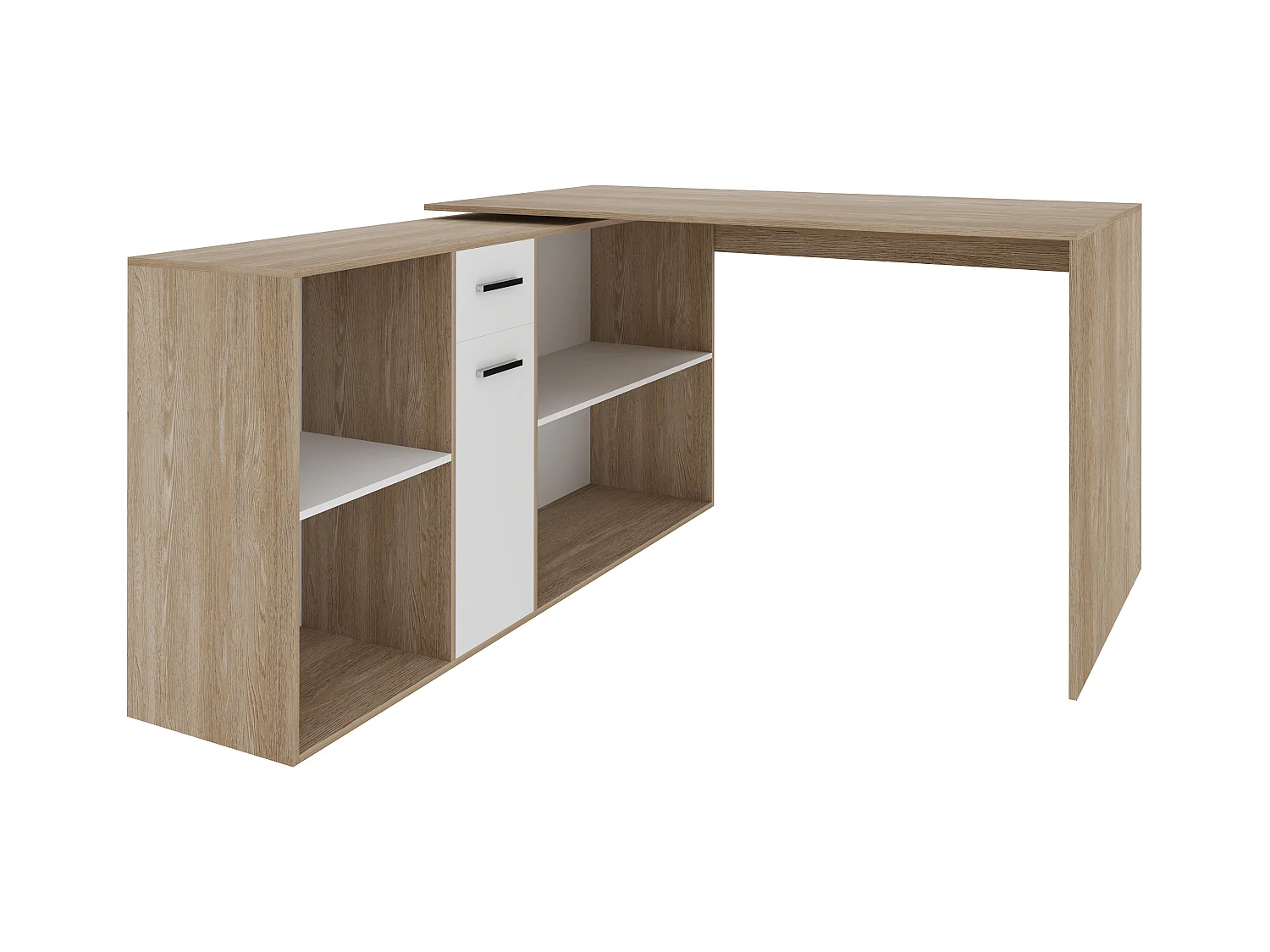 Scrivania Multiposizione Multiuso 6 Scomparti Scrittoio Mobile Computer Laptop Desk Ufficio Soggiorno Camera Moderno 120 x 75 x 120 Cm Bianco E Rovere