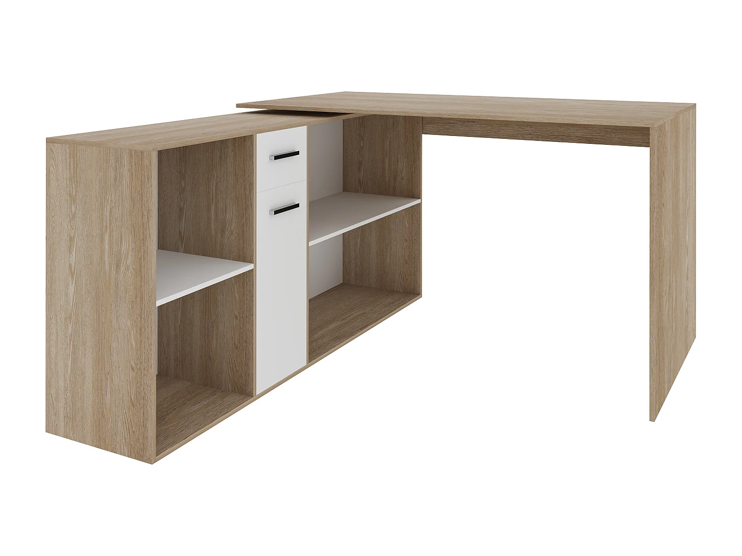 Scrivania Multiposizione Multiuso 6 Scomparti Scrittoio Mobile Computer Laptop Desk Ufficio Soggiorno Camera Moderno 120 x 75 x 120 Cm Bianco E Rovere