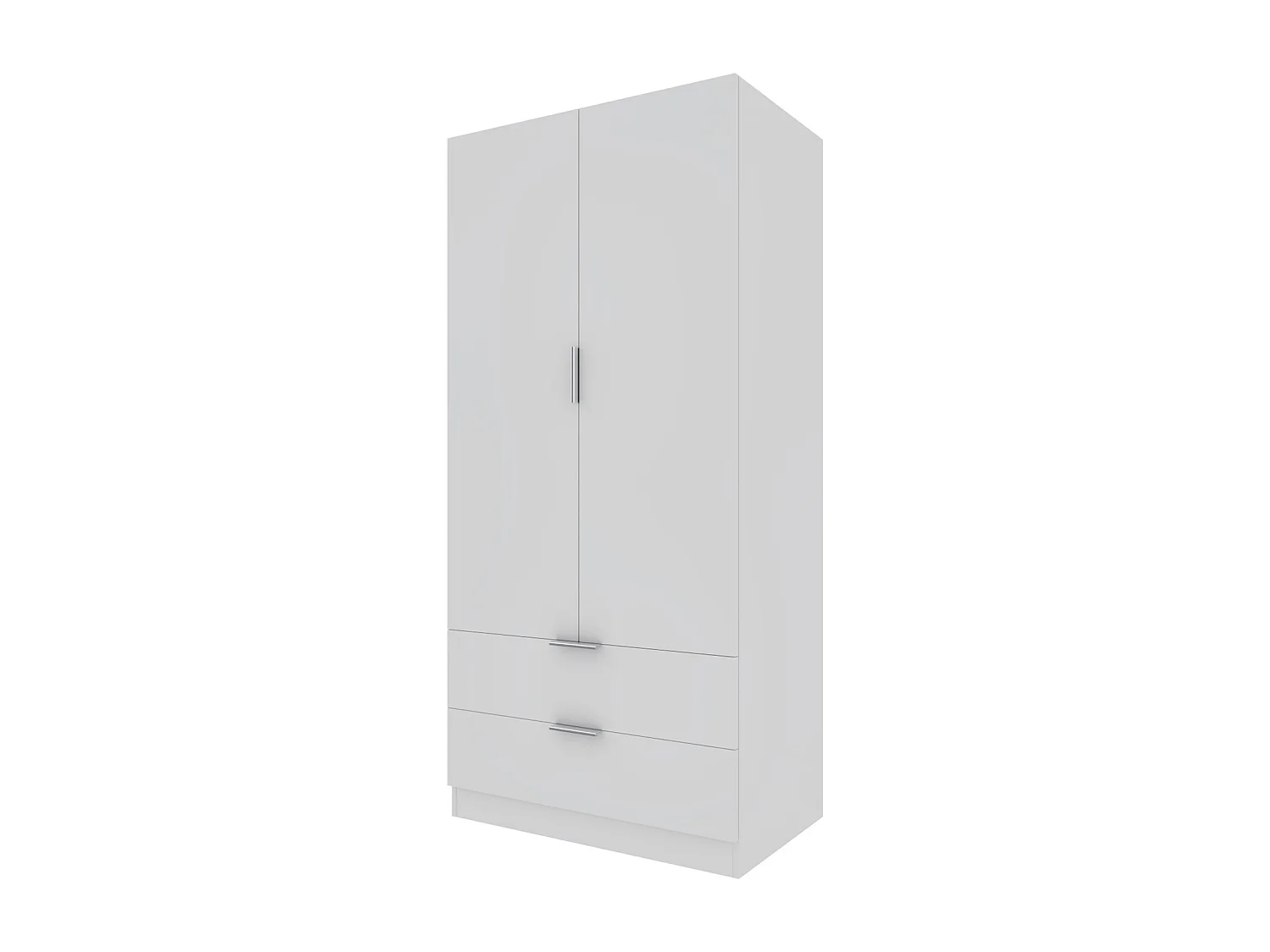Armadio Santa Clara Armadietto Multiuso per Camera da Letto con Appendiabiti 2 Ante con Maniglie in Metallo e 2 Cassetti 180 x 81 x 52 Cm Bianco