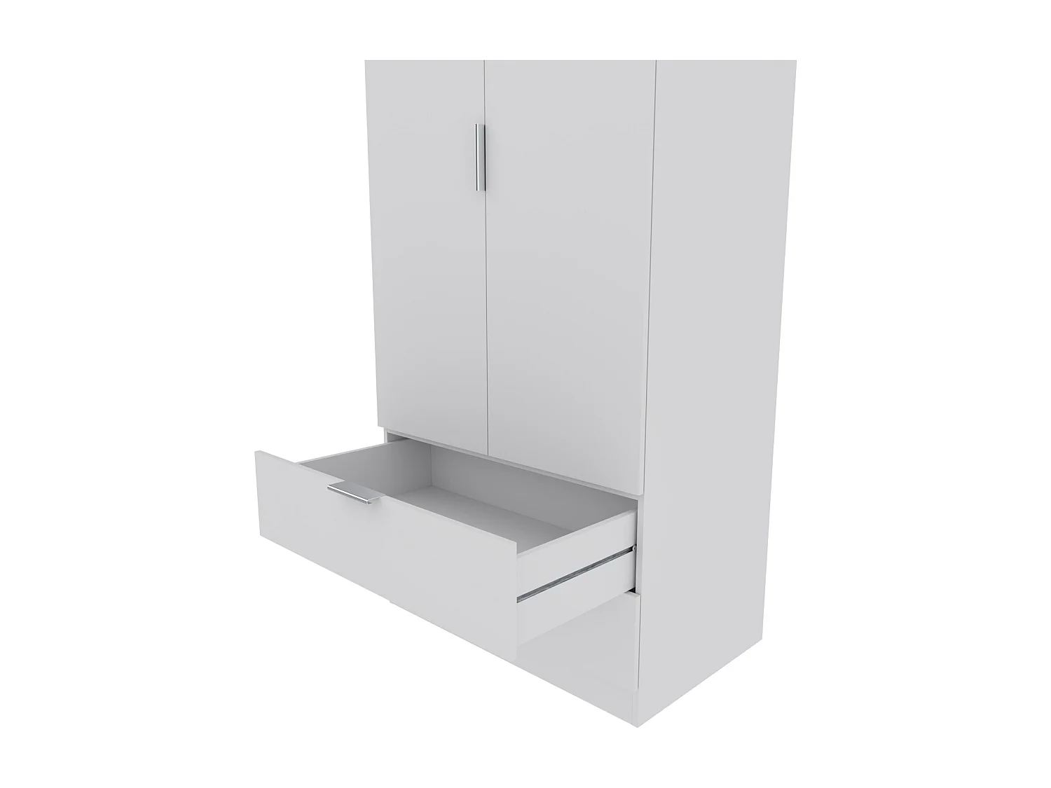 Armadio Santa Clara Armadietto Multiuso per Camera da Letto con Appendiabiti 2 Ante con Maniglie in Metallo e 2 Cassetti 180 x 81 x 52 Cm Bianco