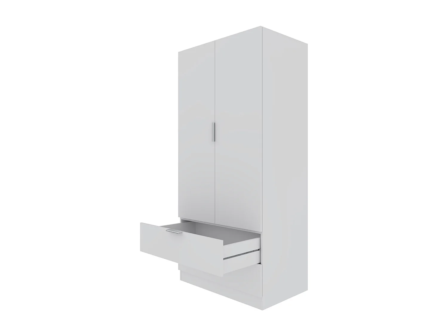 Armadio Santa Clara Armadietto Multiuso per Camera da Letto con Appendiabiti 2 Ante con Maniglie in Metallo e 2 Cassetti 180 x 81 x 52 Cm Bianco