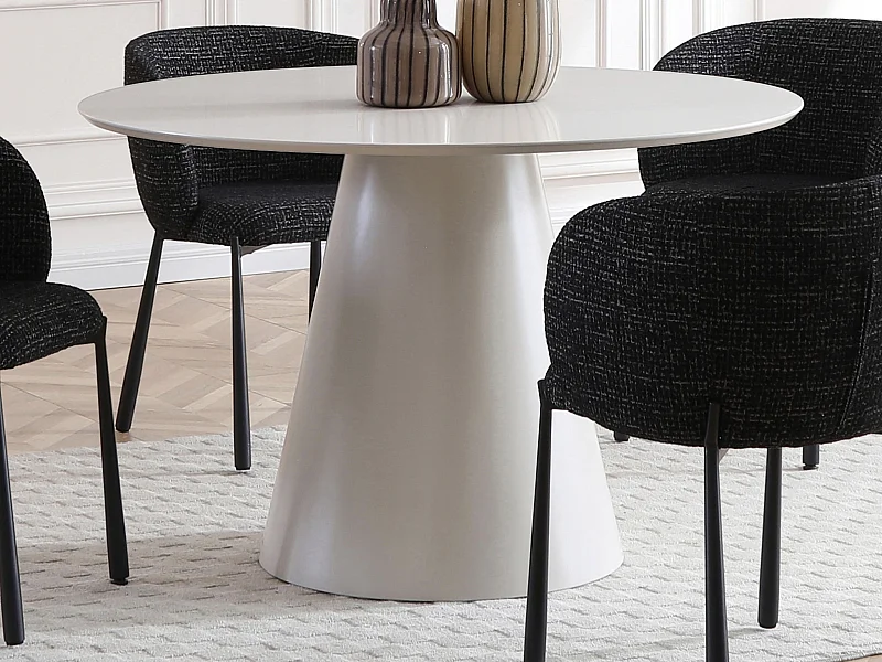 Table à manger ronde 4 personnes en MDF - Beige - ANTALIZA