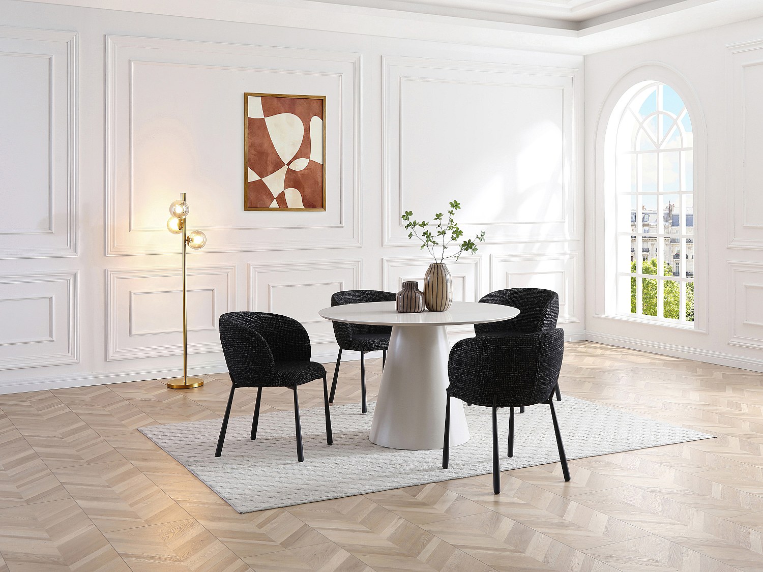 Vente-unique Esstisch Rund - 4 Personen - Mdf - Beige - Antaliza