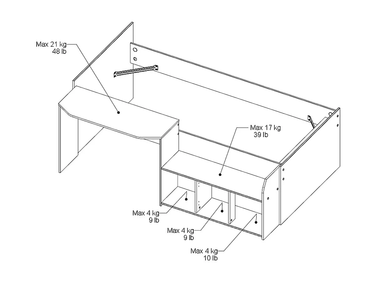 Lit combiné 90 x 190/200 cm - Coloris : Naturel et vert + Sommier + Matelas - MIVONA