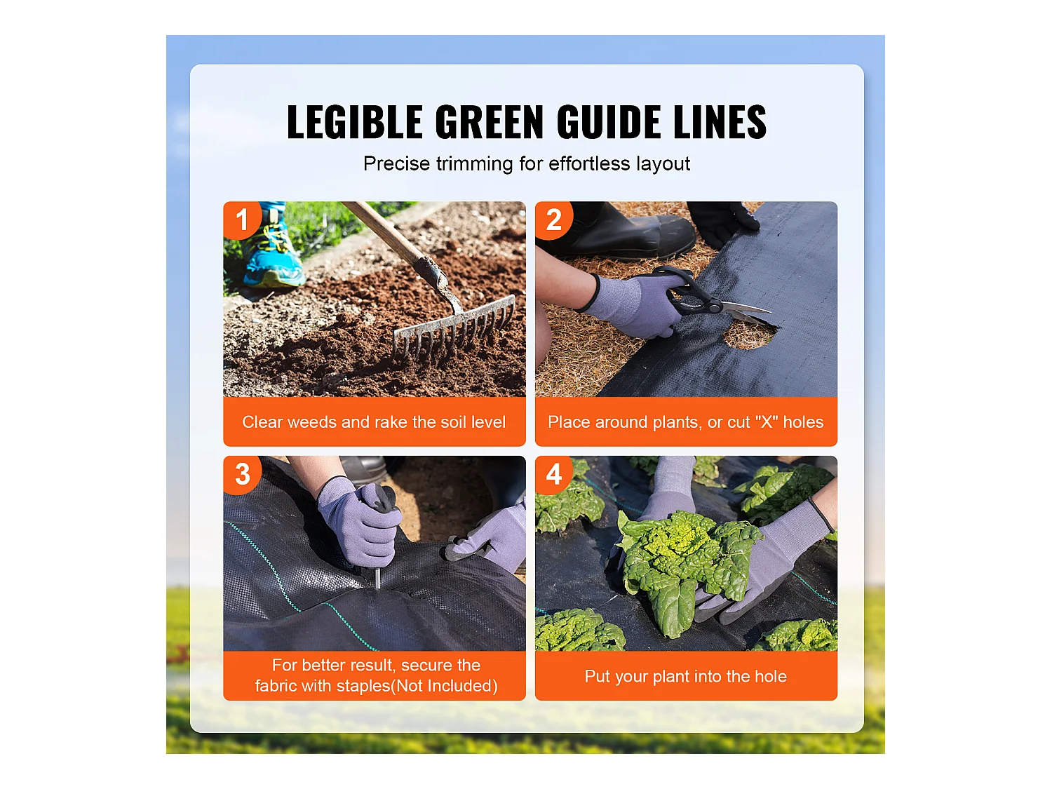 Toile de Paillage，SucceBuy Tissu paysager anti-mauvaises herbes robuste 1.2 x 76.2 m - Tapis de contrôle des mauvaises herbes tissé en PP