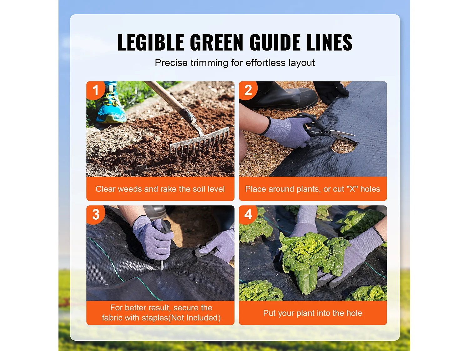 Toile de Paillage，SucceBuy Tissu paysager anti-mauvaises herbes robuste 1.2 x 76.2 m - Tapis de contrôle des mauvaises herbes tissé en PP