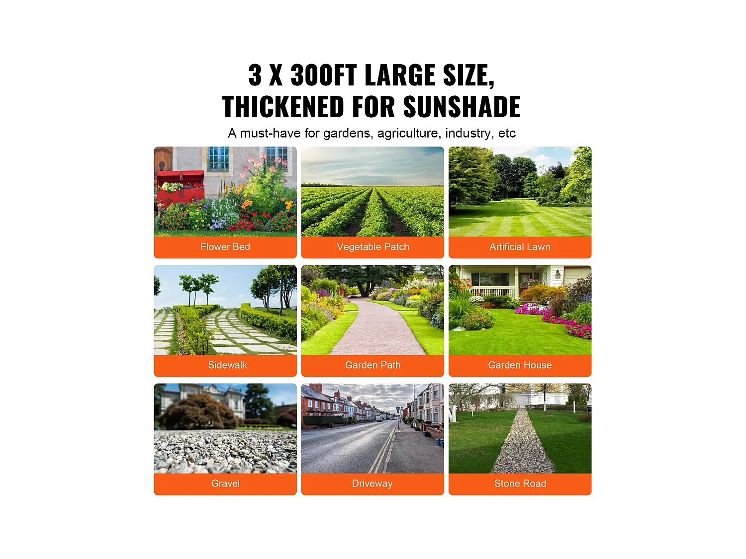 Toile de Paillage，SucceBuy Tissu anti-mauvaises herbes 0.9 x 91.5 m Tapis de contrôle en PP tissé très résistant