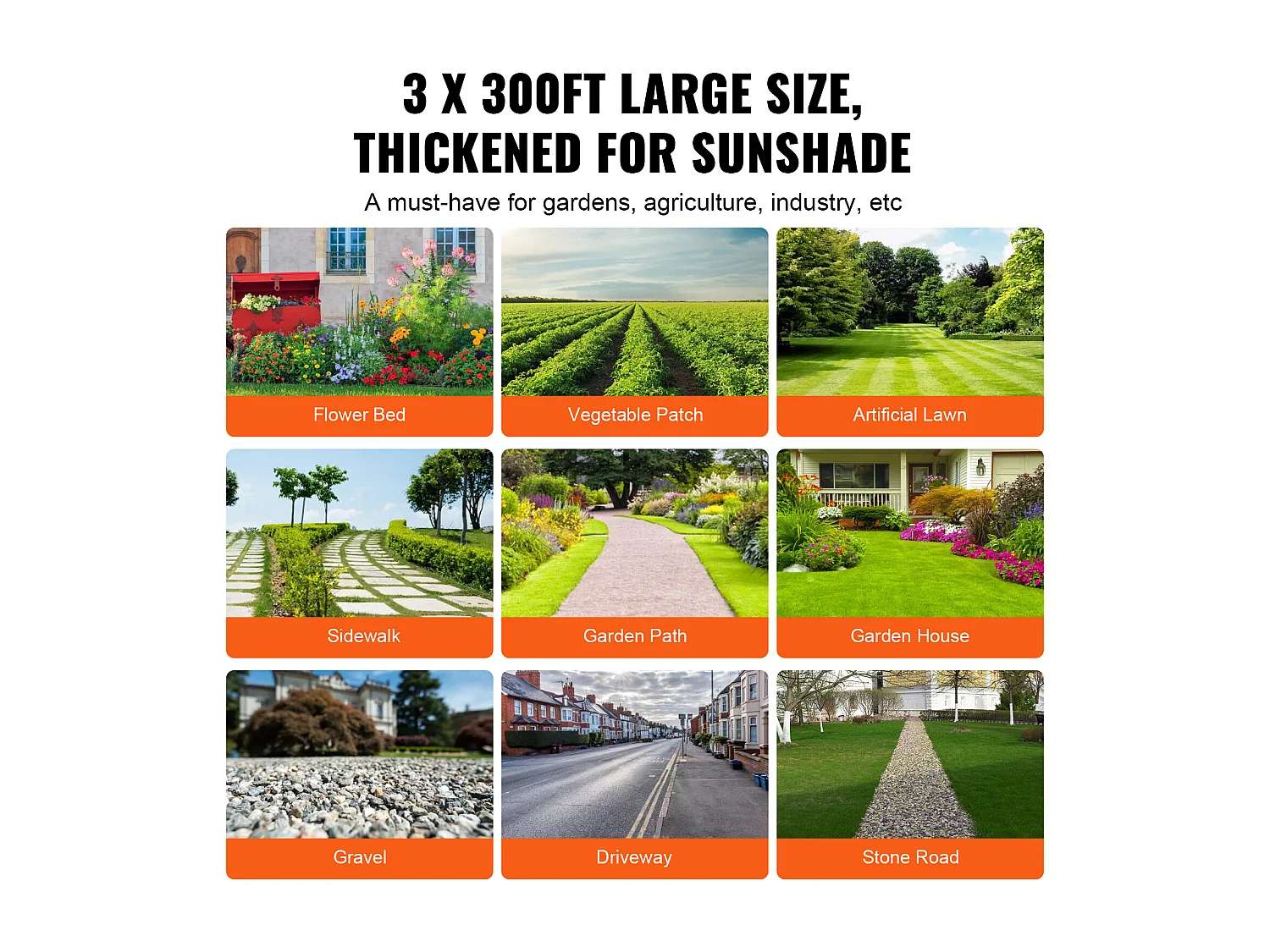 Toile de Paillage，SucceBuy Tissu anti-mauvaises herbes 0.9 x 91.5 m Tapis de contrôle en PP tissé très résistant