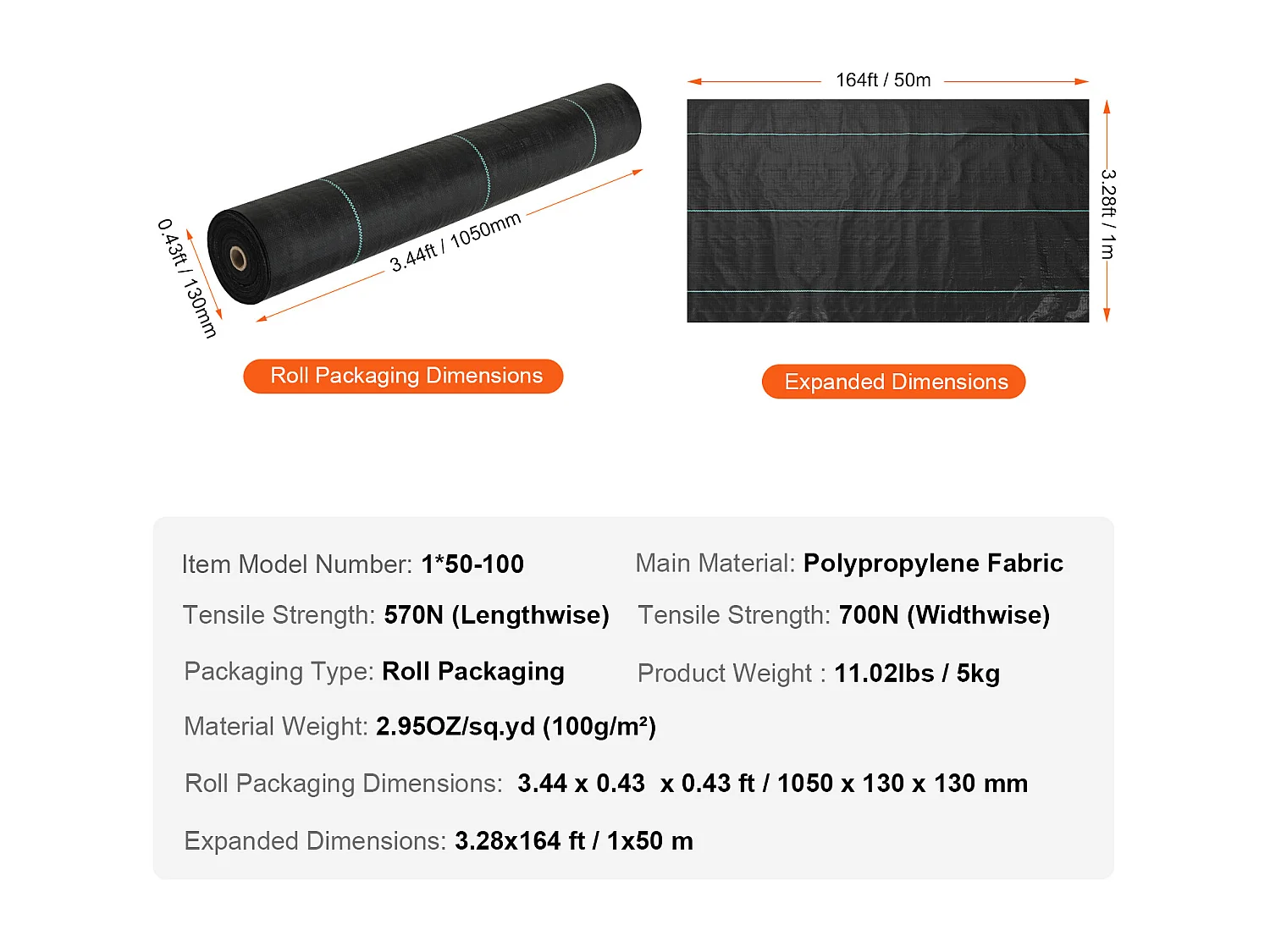 Tessuto anti-erbacce SucceBuy, barriera anti-erbacce in tessuto intrecciato per impieghi gravosi, 3,28 x 164 piedi