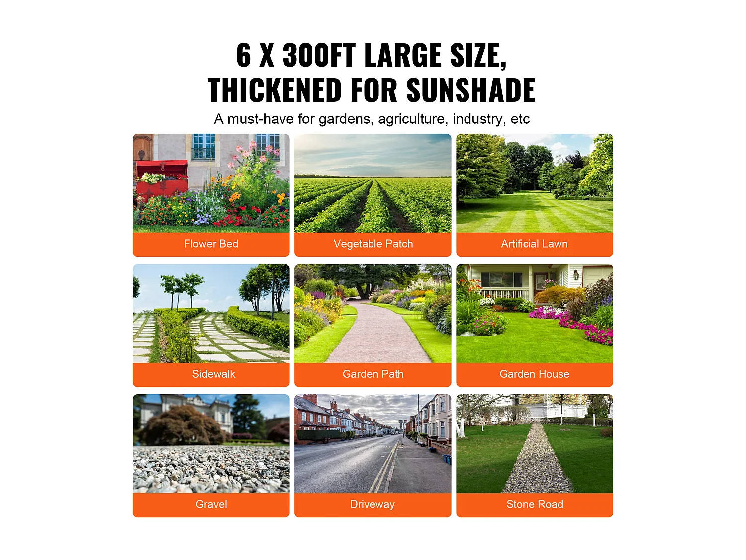 SucceBuy Onkruidbestrijdingsdoek Landschapsdoek 6*300FT Zware PP Geweven Onkruidbestrijdingsmat