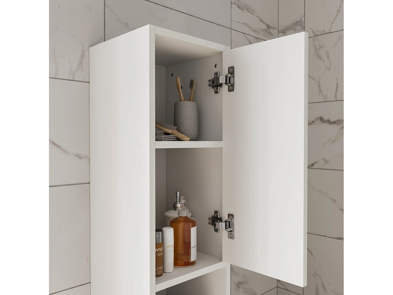 Armadio Armadietto Mobile Alto Bagno Multiuso Colonna 2 Ante 6 Ripiani Salvaspazio Mobiletto Asciugamani Ingresso Camera Letto 180x30x30 Cm Bianco