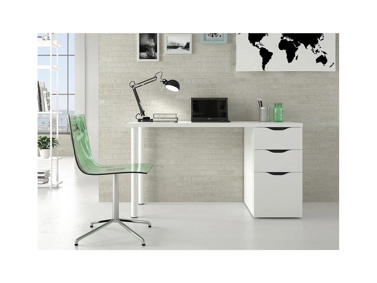 Scrivania con Cassetti Pamplona Scrittoio Mobile per Computer Desk da Ufficio Soggiorno Sala da Pranzo 138 x 74 x 60 cm Colore Bianco