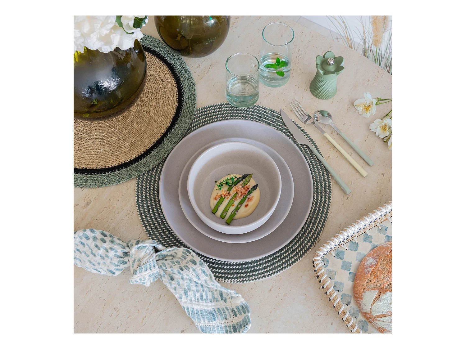 Novastyl - Lot 6 Assiettes Coupes Arita 15cm En Gres Gris