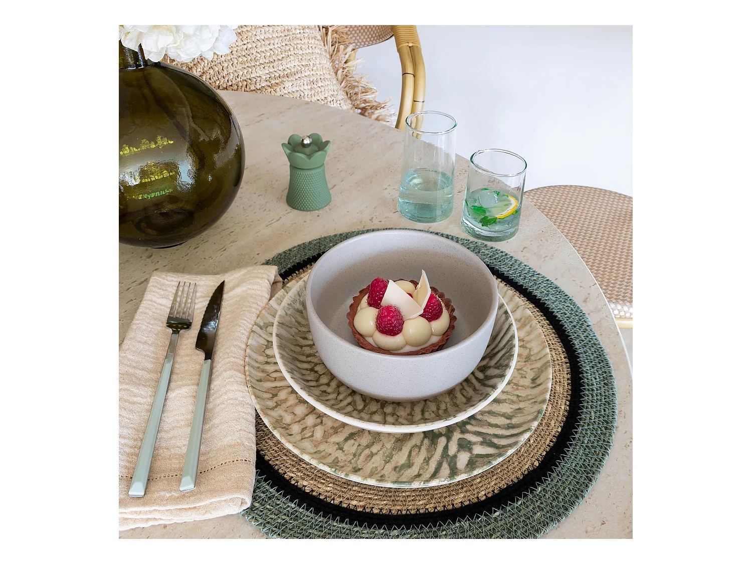 Novastyl - Lot 6 Assiettes Coupes Arita 15cm En Gres Gris