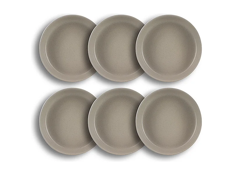 Novastyl - Lot 6 Assiettes Coupes Arita 20.5cm En Gres Gris